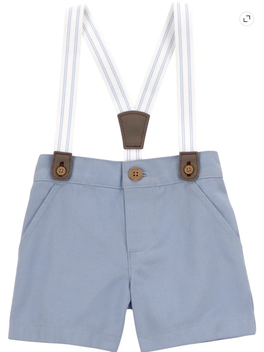 Carter's Blue Shorts with Floral Button-Up Shirt and Striped Suspenders